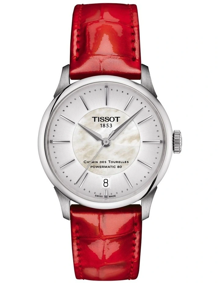 Chemin des Tourelles Powermatic 80 34mm T1392071611100 Watch in Pearl/Red