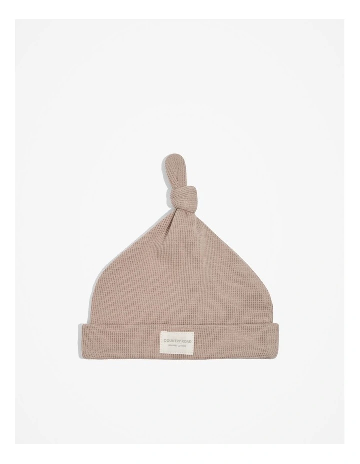 Organically Grown Cotton Waffle Beanie in Mushroom