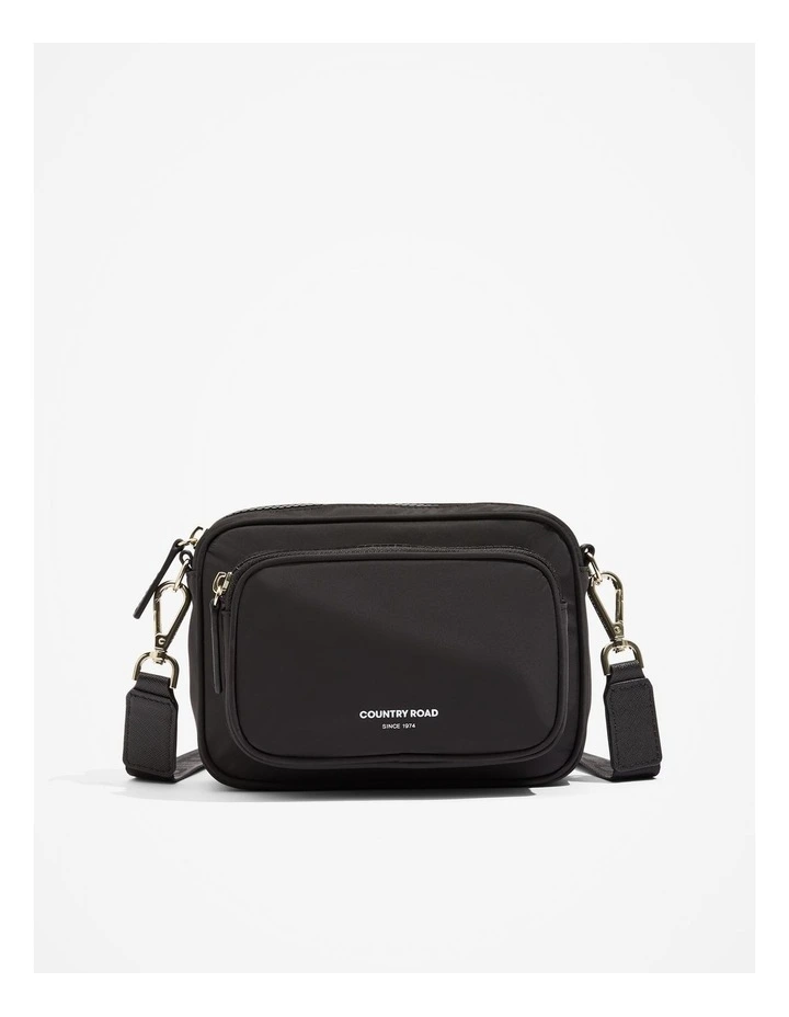 Recycled Polyester Blend Mini Soft Crossbody Bag in Black