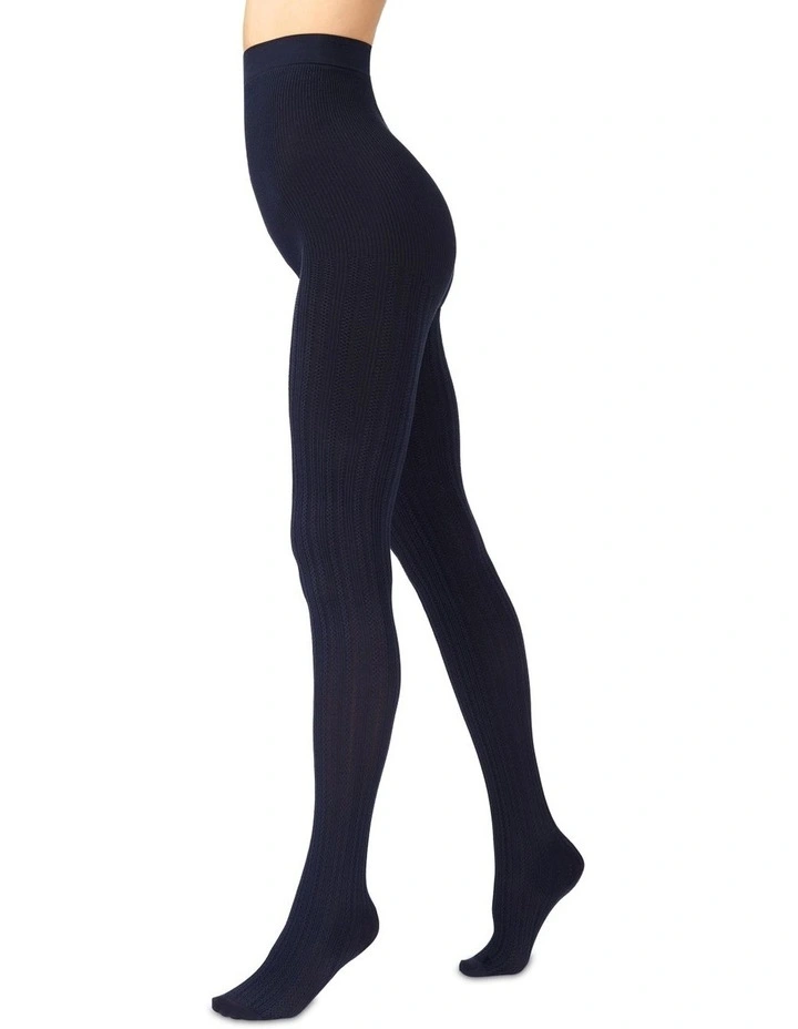 Cable Tights in Navy