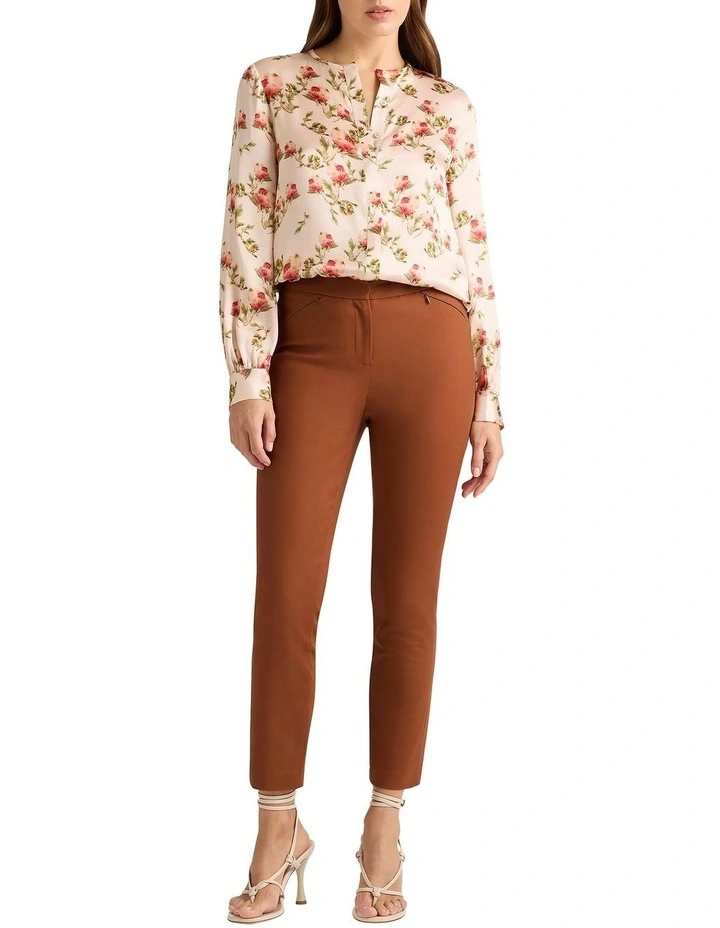 Sarah Compact Cotton Pant in Mahogany