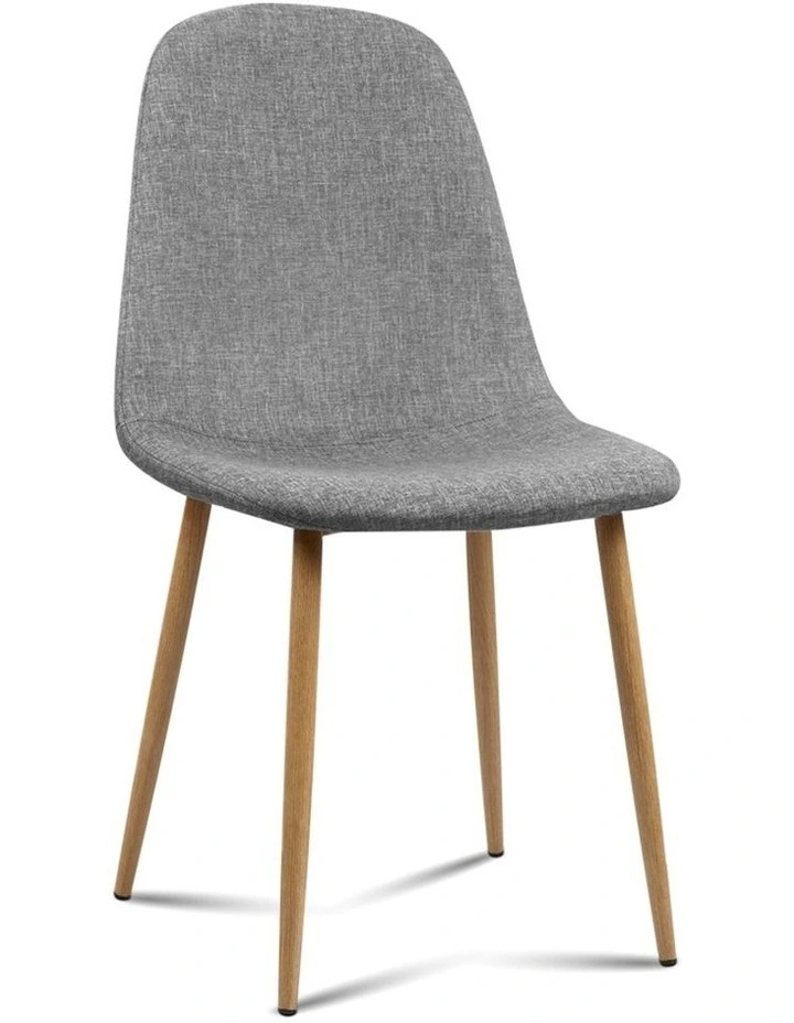 Dining Chairs Linen Curved Slope Set of 4 in Grey