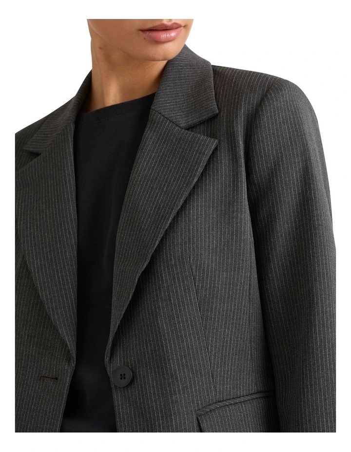 Belva Pinstripe Blazer in Charcoal Stripe