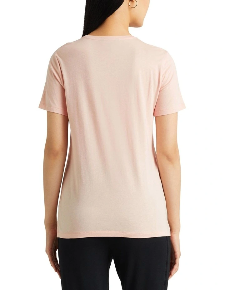 Sequined Logo Jersey Tee in Orange