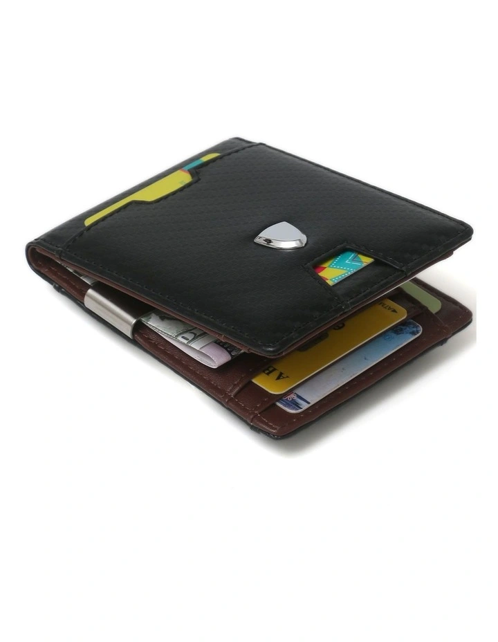 Yamba Vegan Minimalist Slim Bifold Front Pocket Wallet in Black/Brown