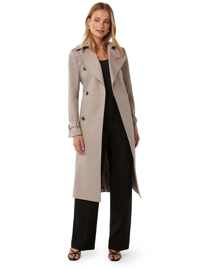 Payton Soft Trench Coat in Grey