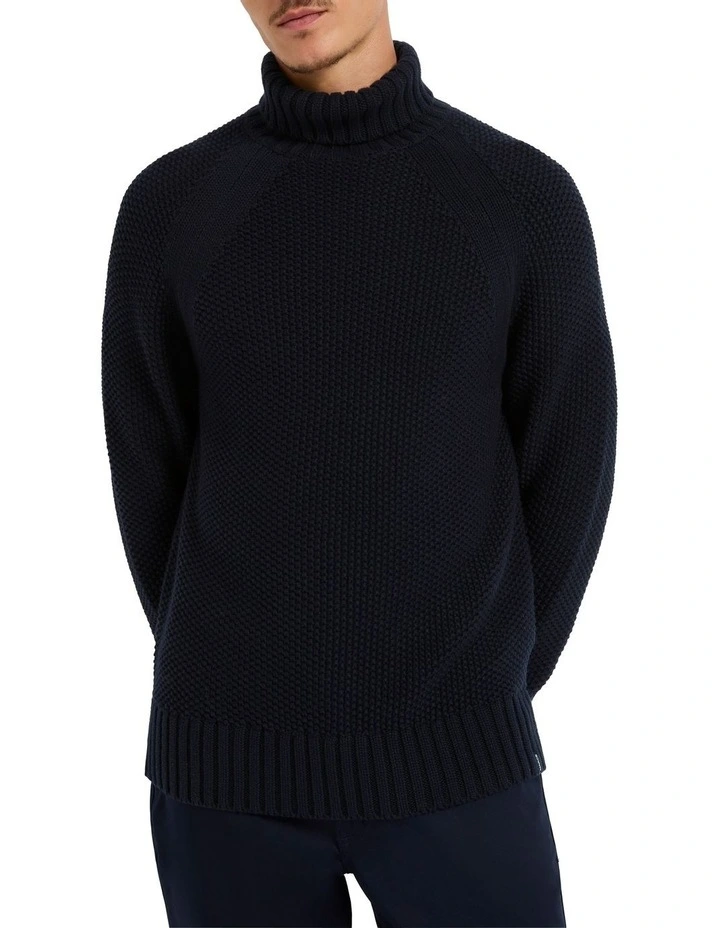Reggie Roll Neck Knit Top in Navy