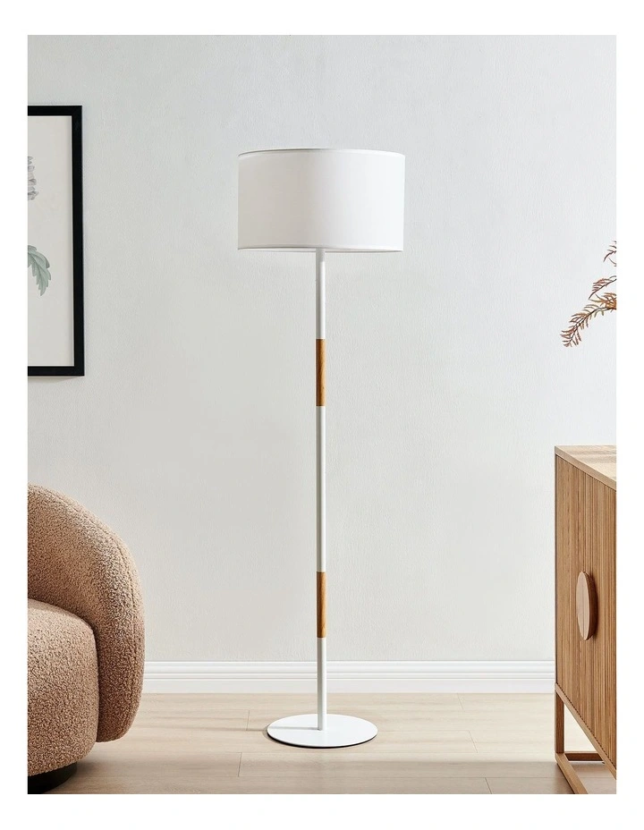 Maddison Wood Accent Floor Lamp in White