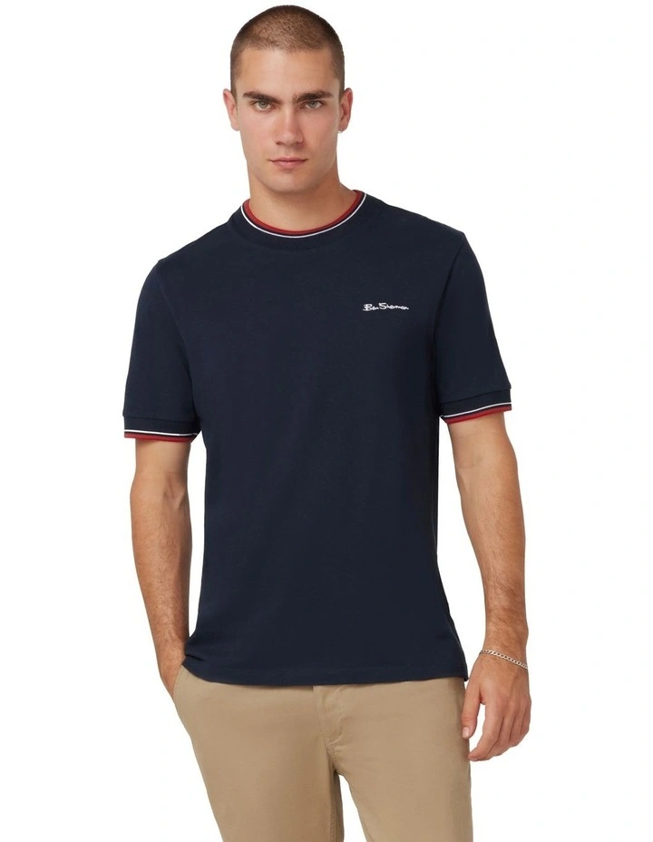 Signature Tipped Tee in Navy