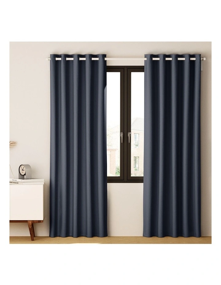 Blockout Curtain Eyelet 240x230cm x2 in Charcoal