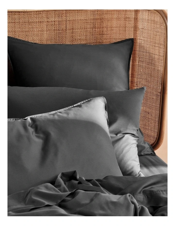 Nara 400TC Bamboo Cotton Quilt Cover Set in Charcoal