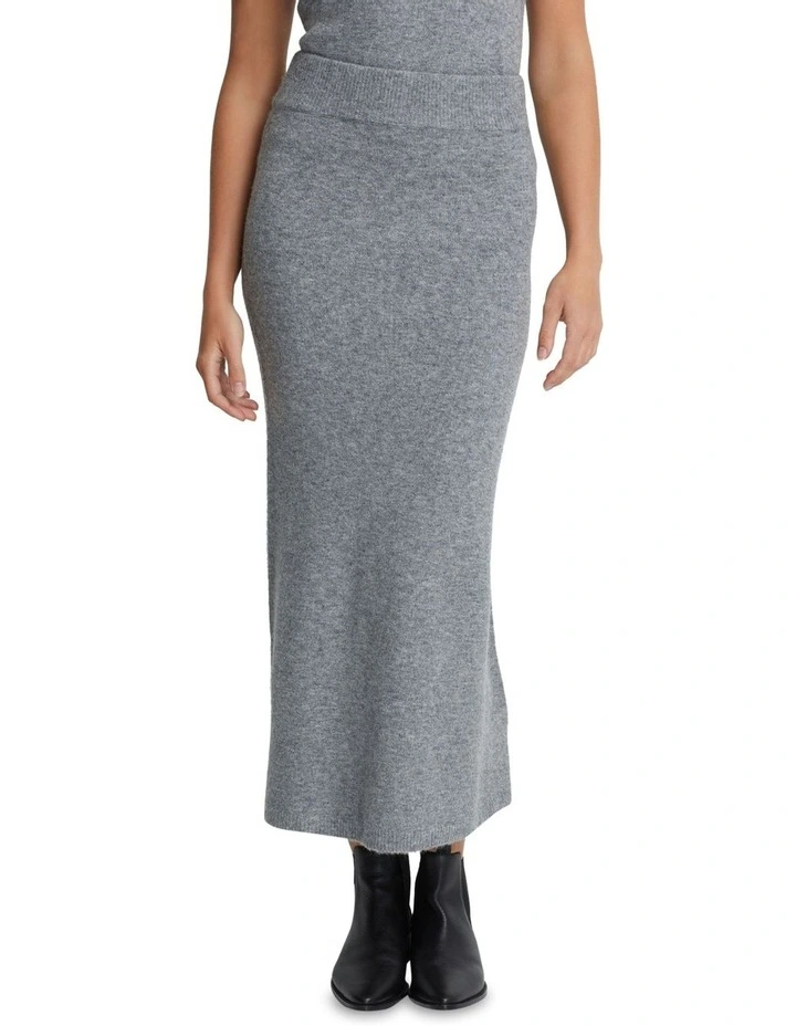 Lisa Yak Blend Knitted Skirt in Grey