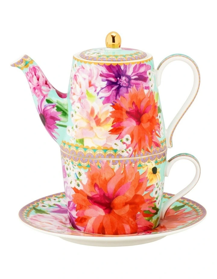 Dahlia Daze Tea for One with Infuser 340ml in Multi