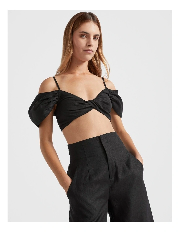 Twist Front Crop in Black