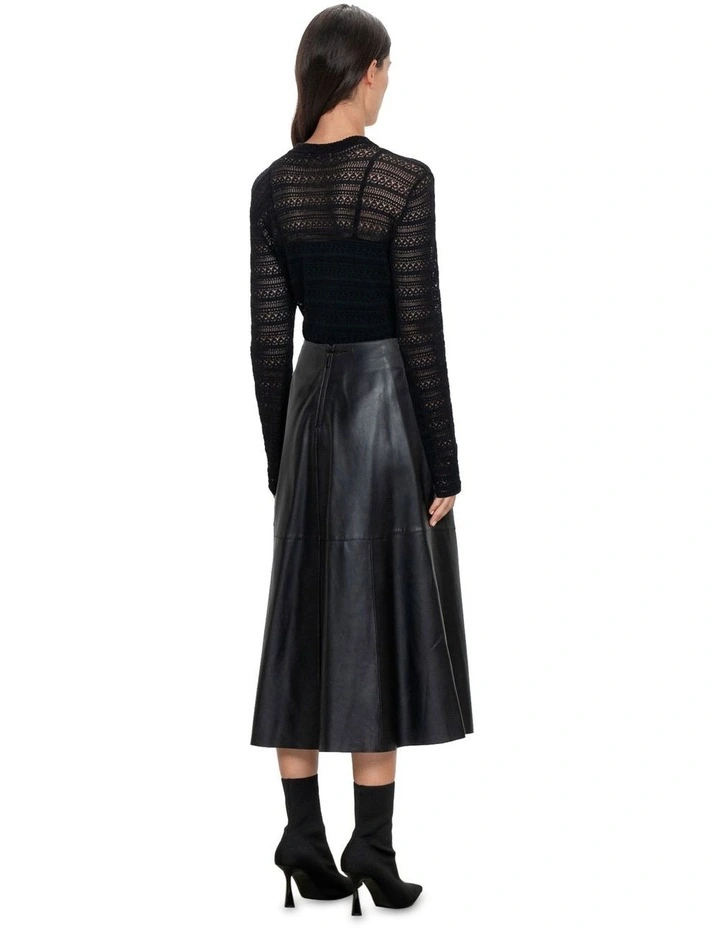 Lace Funnel Neck Knit in Black