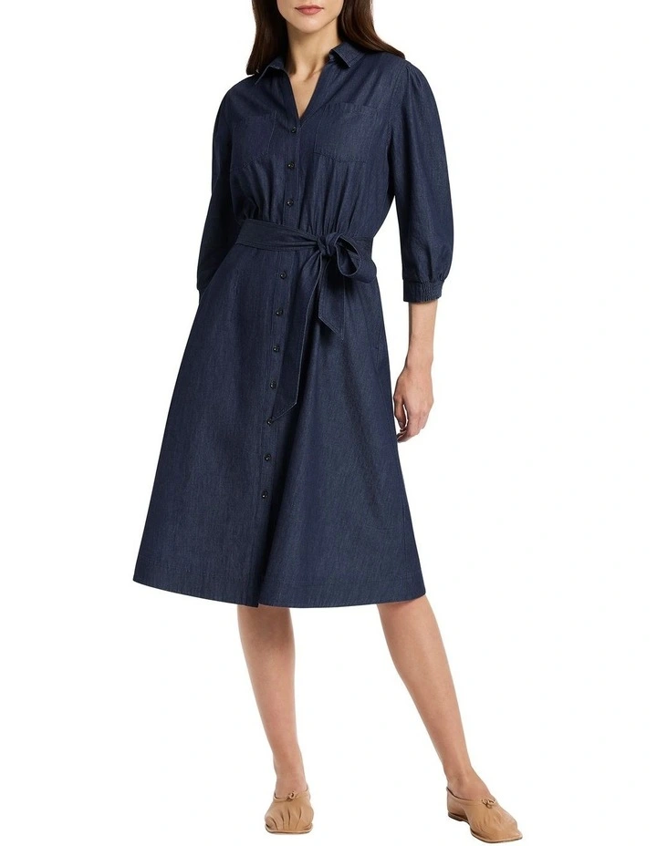 Fioretta Chambray Shirt Dress in Chambray
