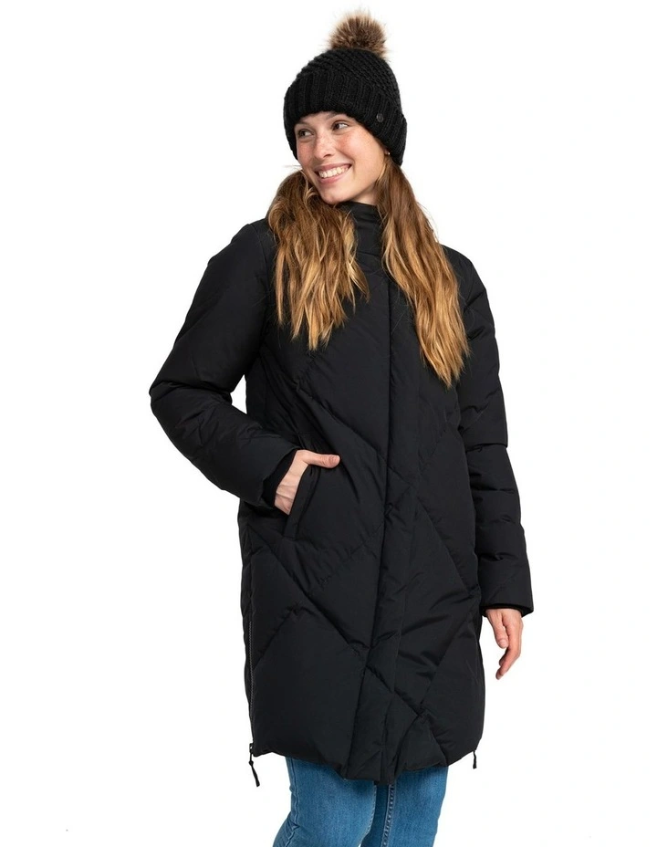 Abbie Longline Winter Jacket in True Black