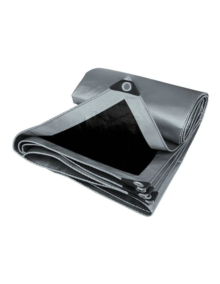 Waterproof Heavy Duty Tarps 2.13 x 6.1m in Grey/Black