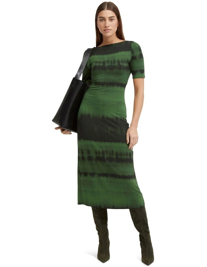 Leonie Printed Jersey Dress in Green
