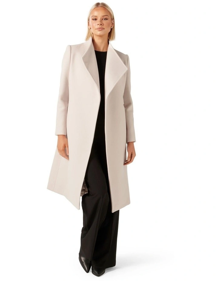 Bridget Funnel Neck Coat in Beige