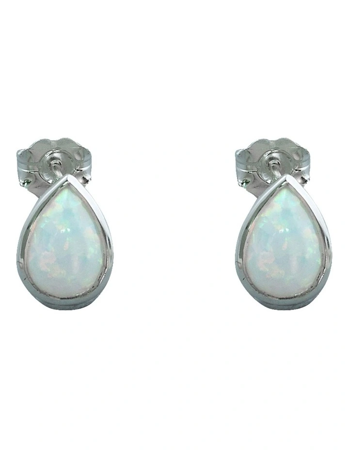 Pear Shaped Czelline Opal Studs in Silver
