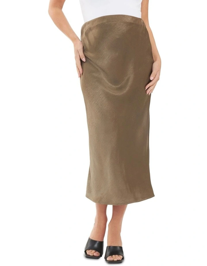 Lexie Satin Skirt in Olive