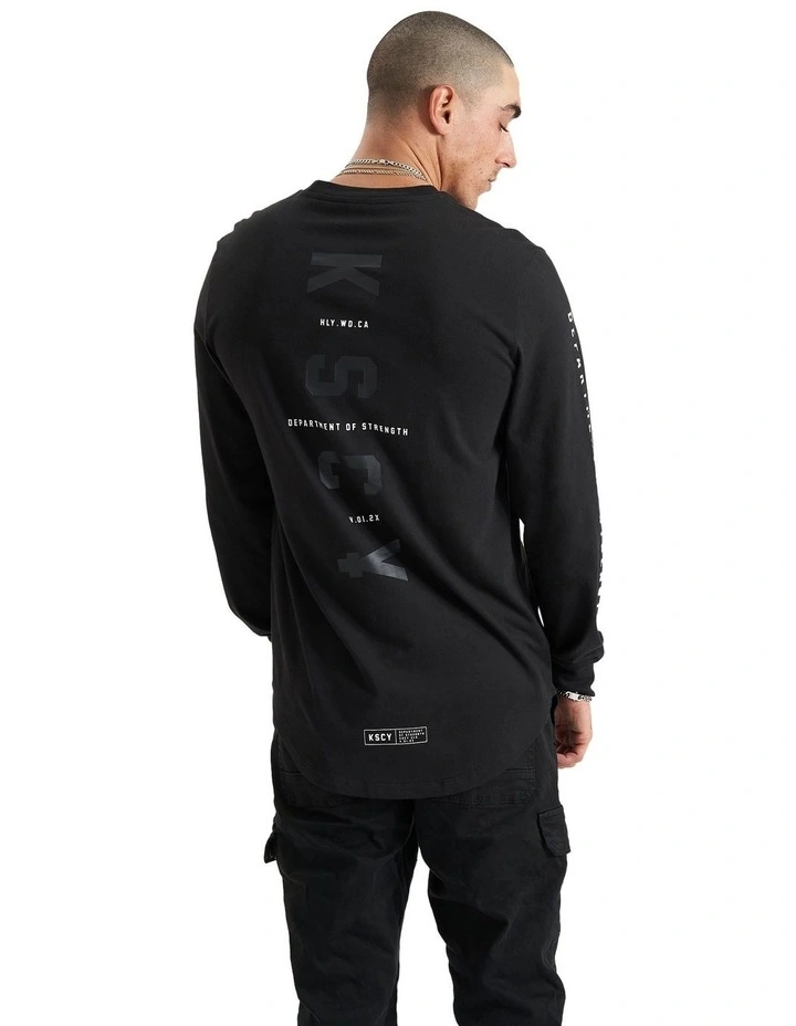 Eader Dual Curved Long Sleeve Tee in Jet Black