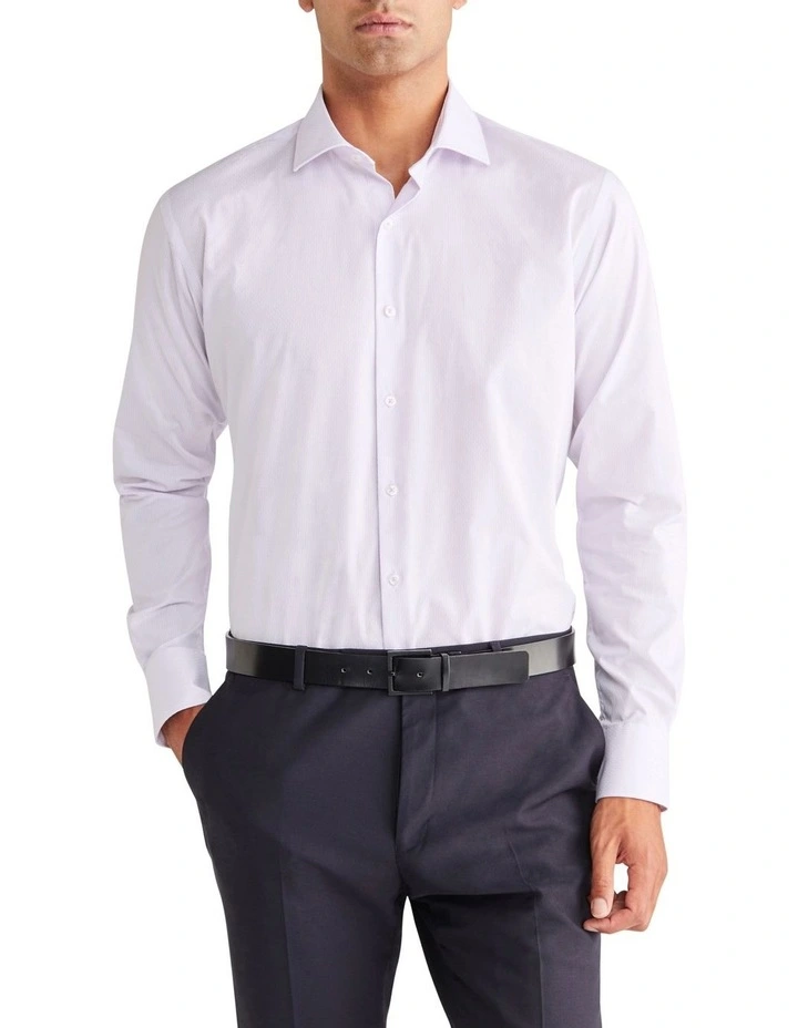 Diamond Dobby Stripe Long Sleeve Shirt in Lilac