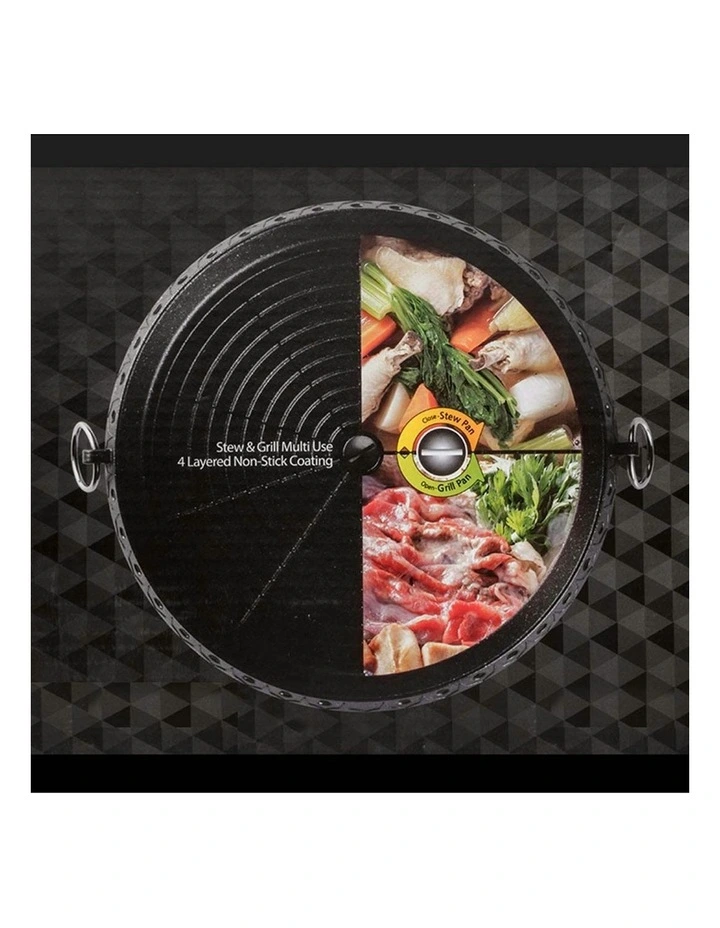 Portable Korean BBQ Butane Gas Stove Stone Grill Plate in Black