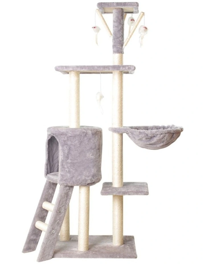 5 Layer Scratching Post Pet Tree Furniture 138cm in Light Grey