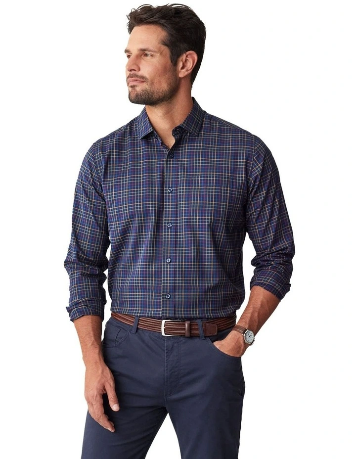 Easy Care Twill Check Long Sleeve Shirt in Multi