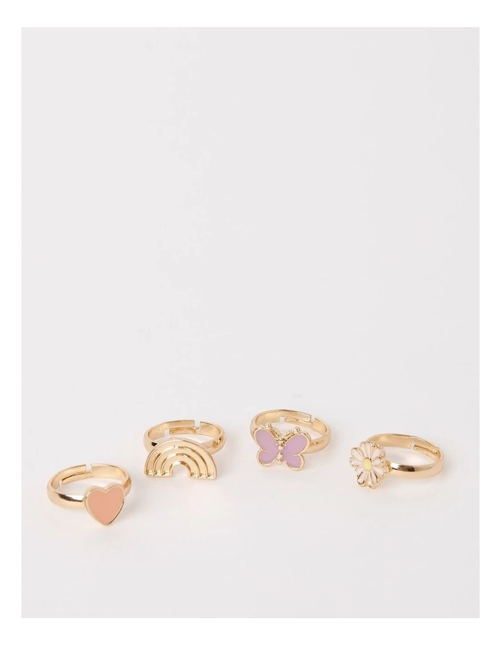 4 Pack Rings Set In Gold