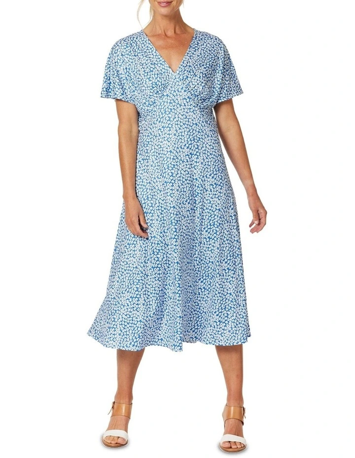 Miss Daisy Print Dress in Cornflower