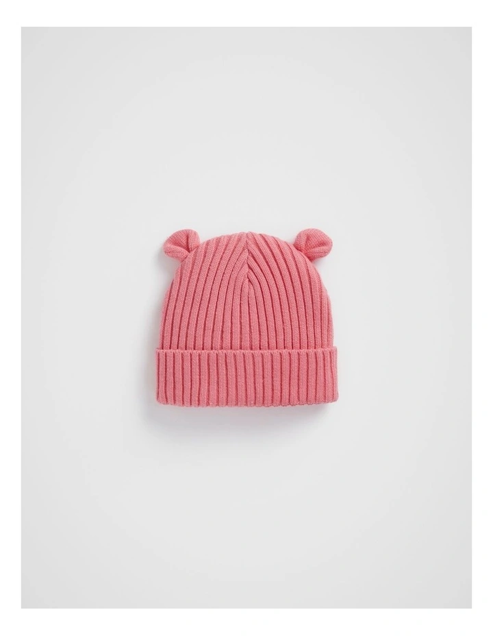 Bunny Ear Beanie in Peach