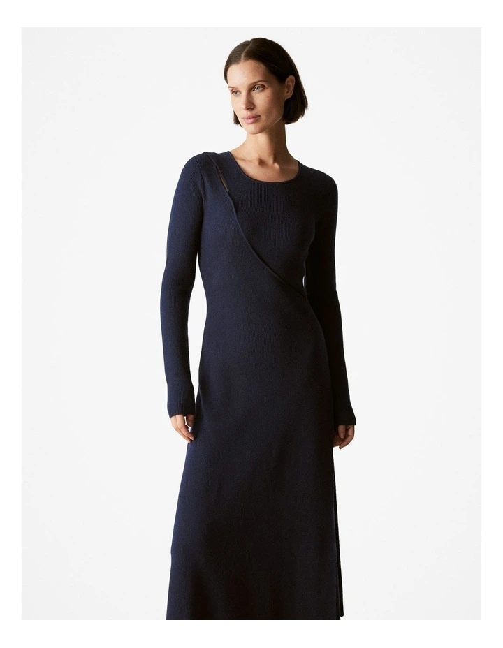Merino Rib Keyhole Dress in Night Sky