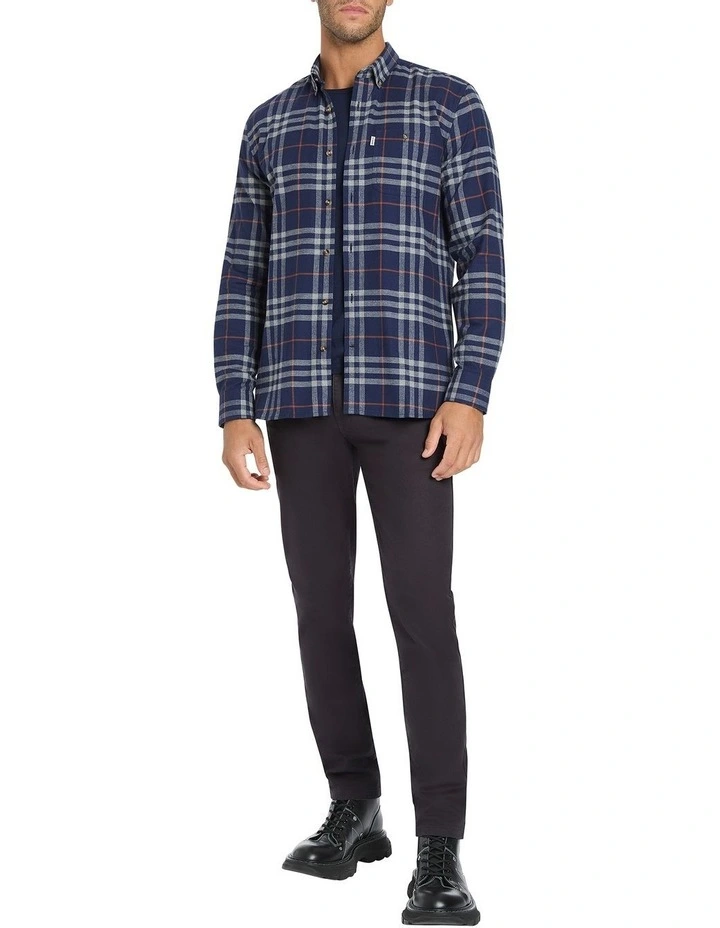 Henri Long Sleeve Check Shirt in Navy