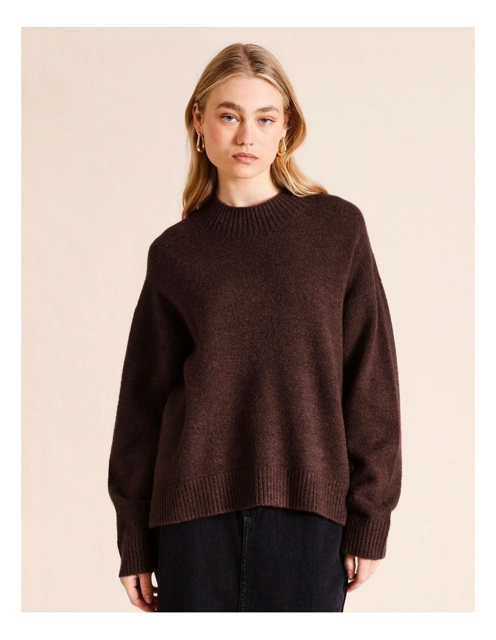 Mock Neck Jumper in Chocolate