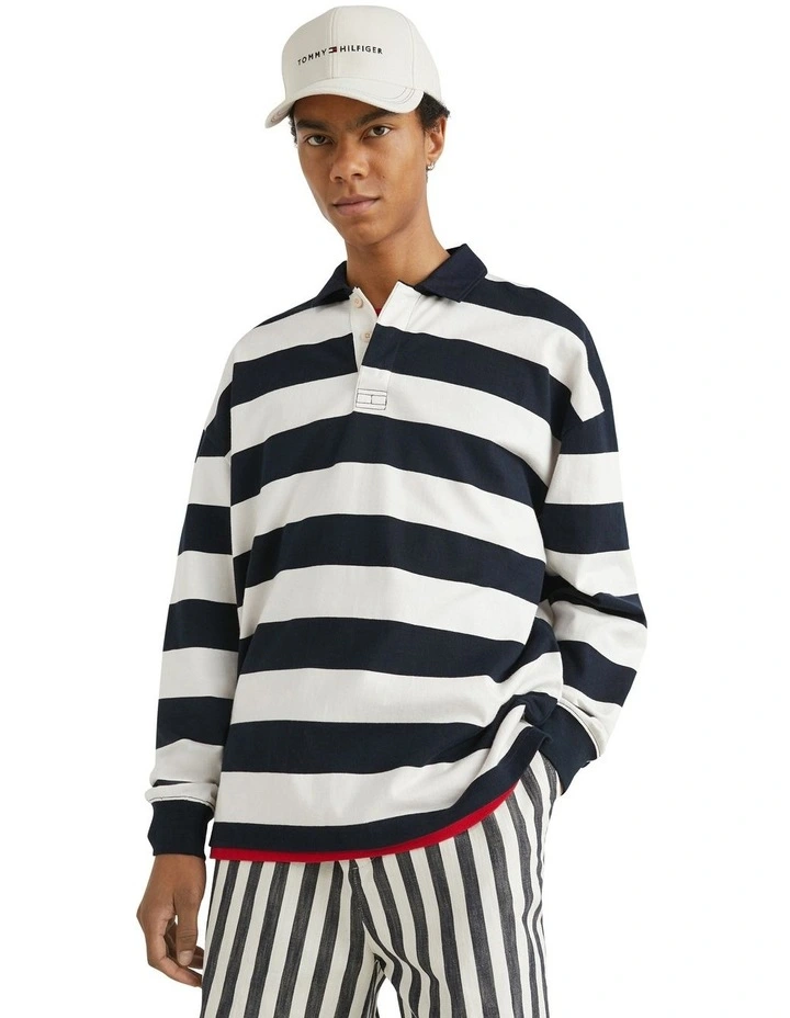 Block Stripe Archive Fit Rugby Shirt in Multi
