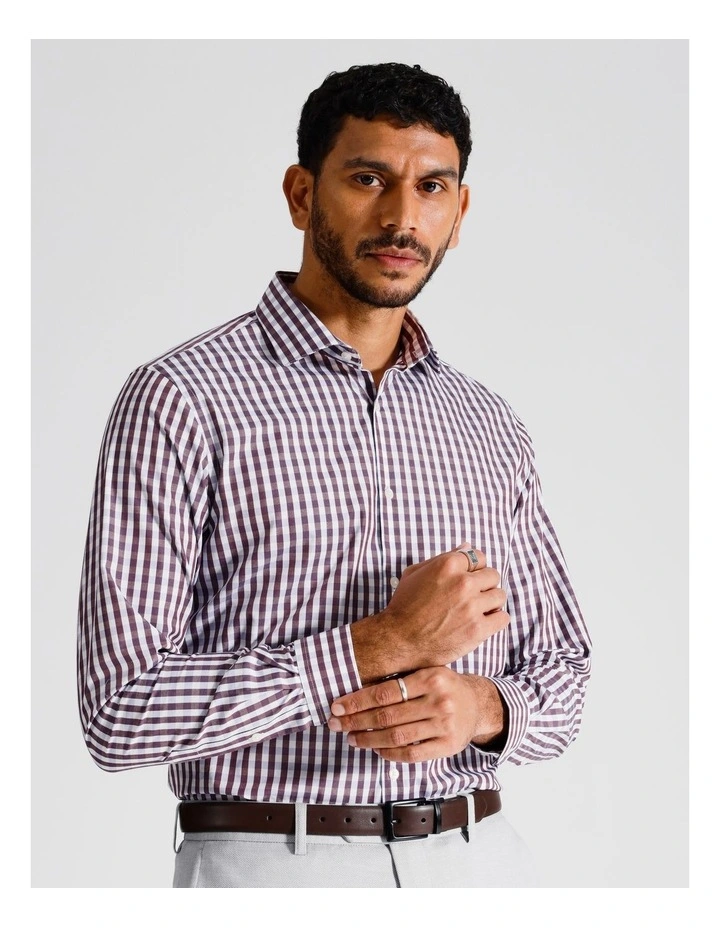 Tailored Long Sleeve Shirt 2 Colour Mid Check In Red