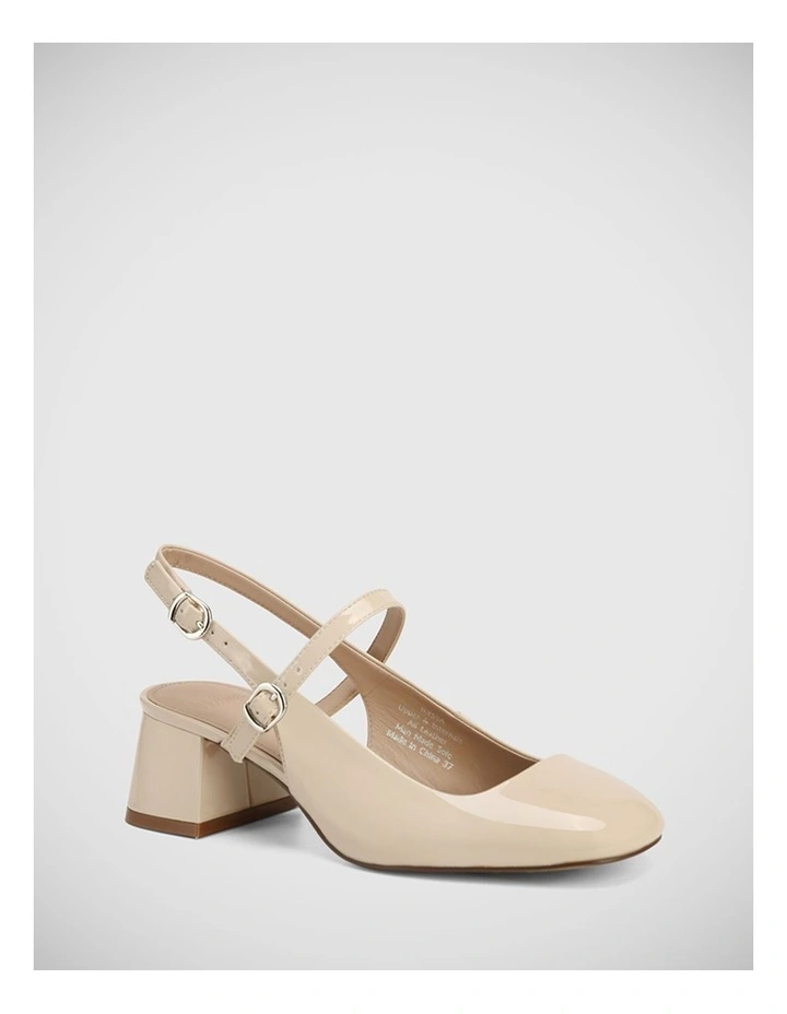 Ilyssa Patent Leather Heel in Pale Porcelain