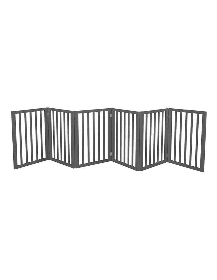 6 Panels Wooden Dog Fence in Grey