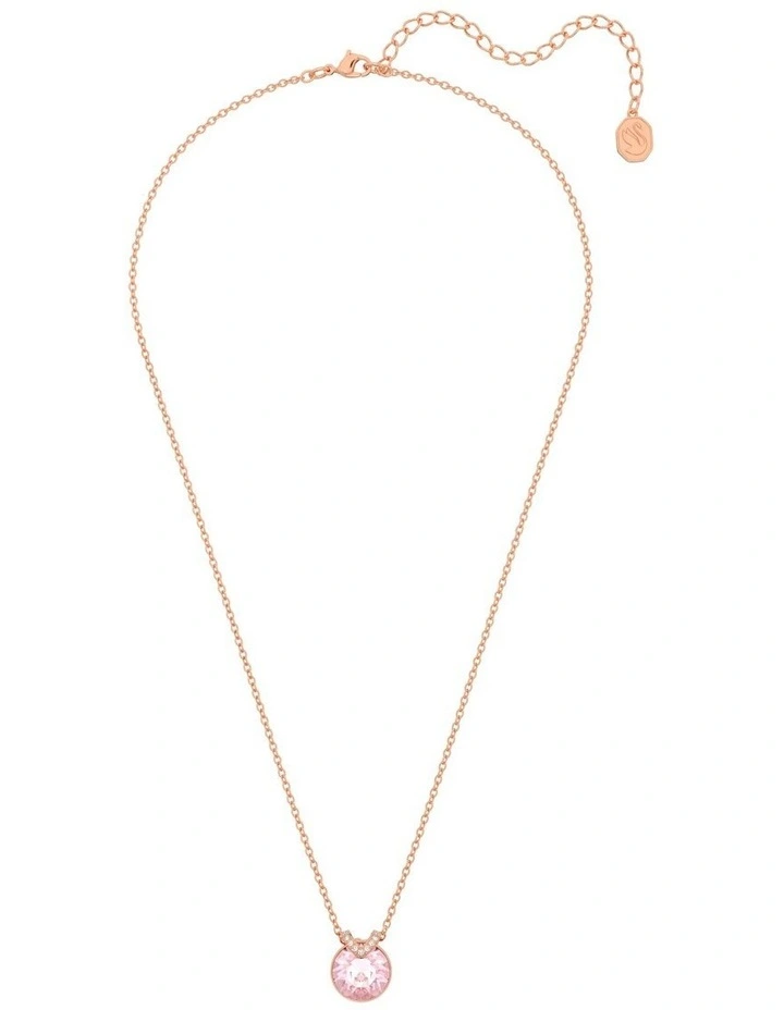 Bella V Pendant Round Cut Rose Gold-Tone Plated in Pink