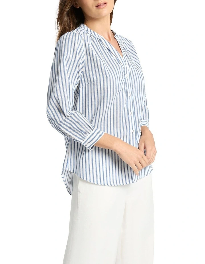 Dahlia Stripe Blouse in Azure