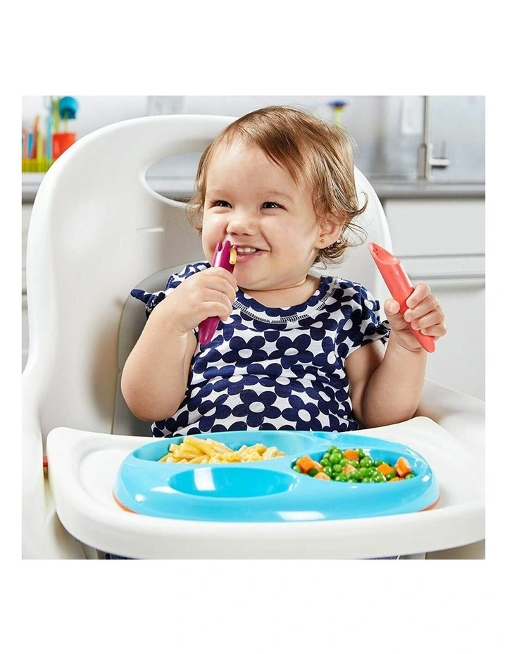 2pc JAB Silicone Food Utensils Feeding Feeder 1y Baby/Toddler Coral/PP