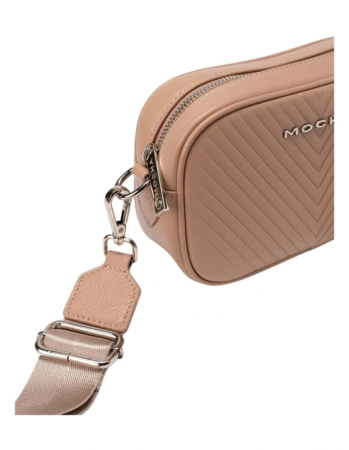 Petite Chevron Leather Crossbody Taupe