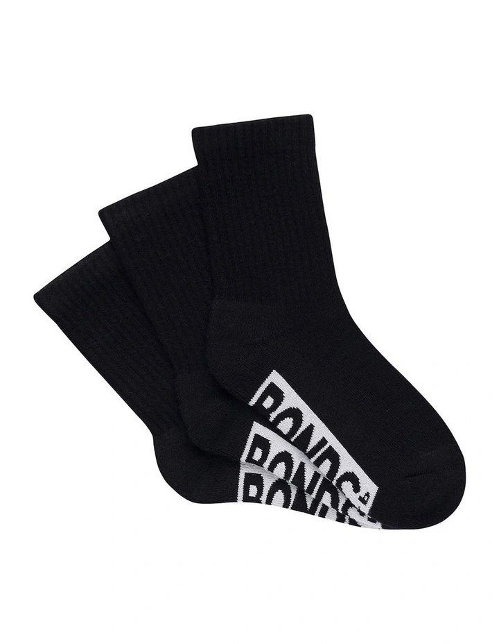 Cushioned Crew Socks 3 Pack in Black