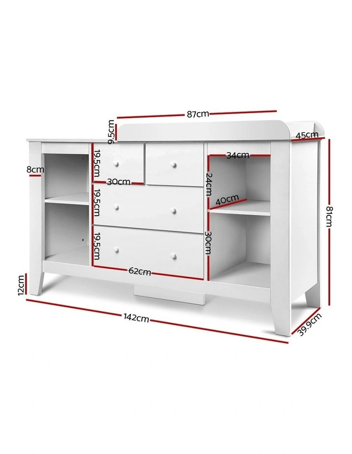 Keezi Change Table Baby Chest of Drawer Dresser Cabinet Changer Nursery Toy Box