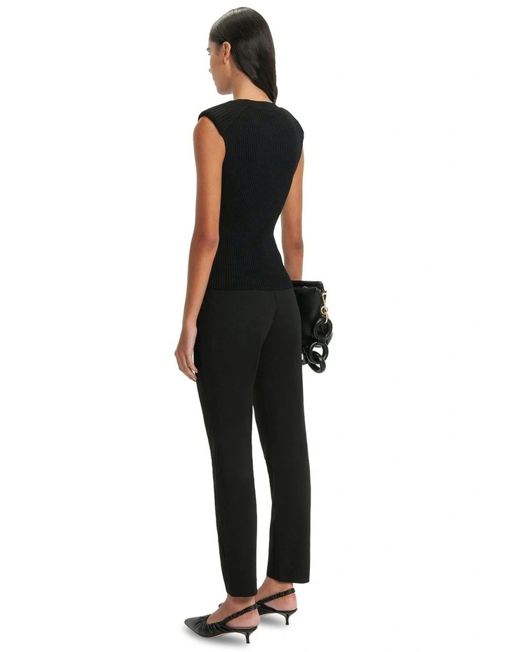 Double Weave Skinny Pant in Black