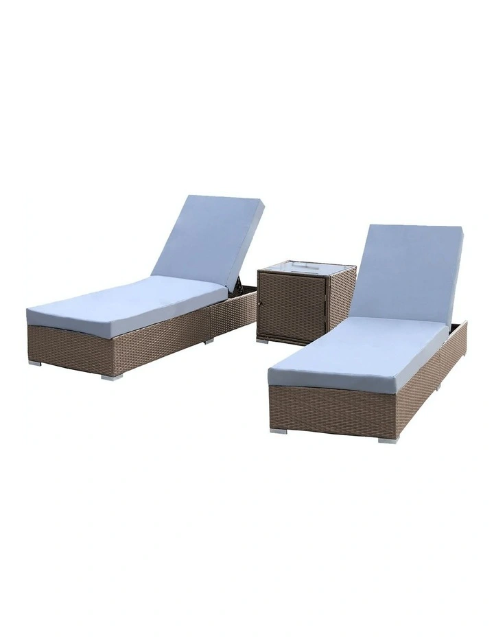 3 Piece Sunlounge Set in Grey and Oatmeal