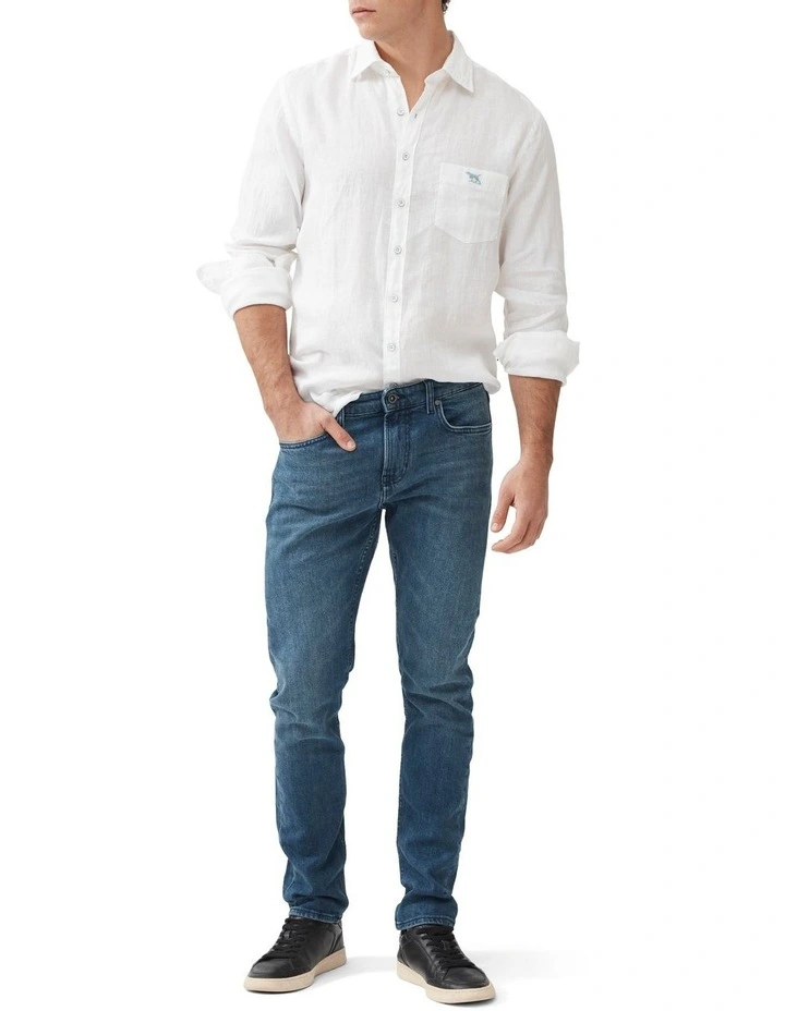 Oaro Slim Fit Italian Denim Short Leg Jeans in Bright Blue